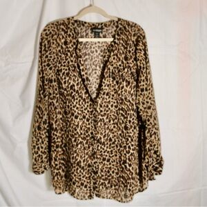 Lane Bryant Animal Print Blouse - Tan and Black